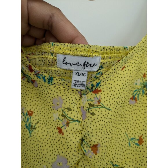 Love Fire Floral Smocked Top Women Size XL Balloon Sleeve Peasant Cottage Fairy - Picture 8 of 10